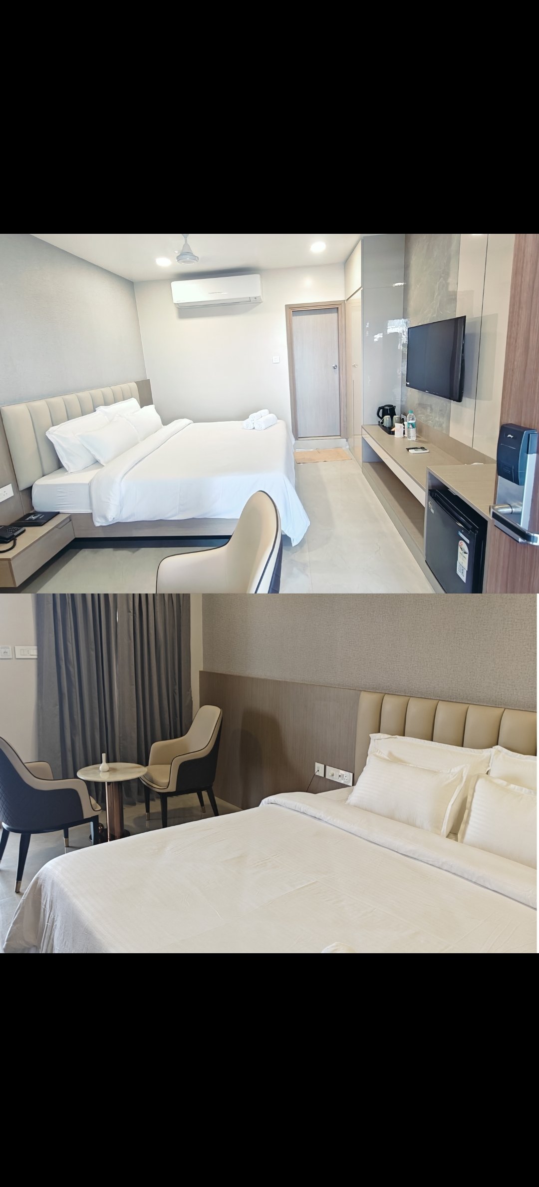Premium room interior showing upgraded furnishings, a king-sized bed with premium bedding, and modern decor